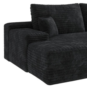 HomeRoots 135" Gray Corduroy Modular Sofa Set with Ottoman & Pillows - Stylish Comfort for Large Spaces! 712946