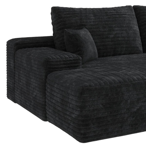 HomeRoots 135" Gray Corduroy Modular Sofa Set with Ottoman & Pillows - Stylish Comfort for Large Spaces! 712946