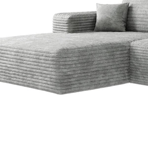 HomeRoots 135" Gray Corduroy Modular Sofa Set with Ottoman & Toss Pillows - Stylish Comfort for Any Space! 712947