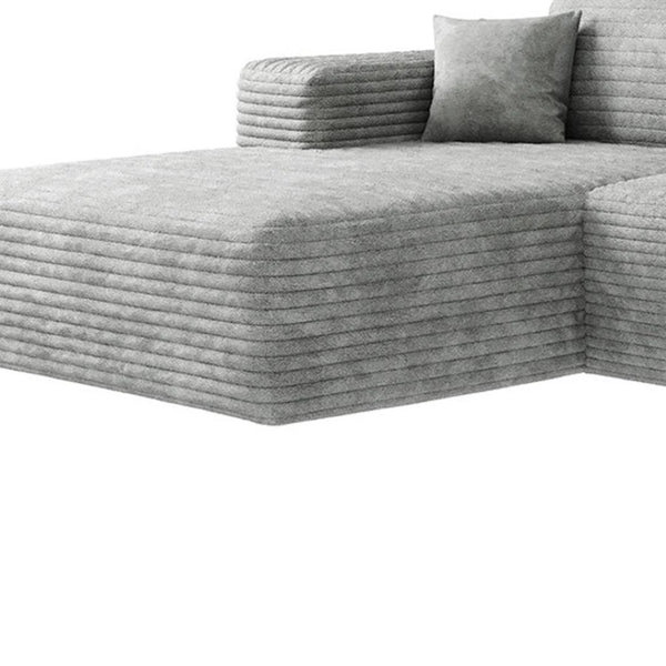 HomeRoots 135" Gray Corduroy Modular Sofa Set with Ottoman & Toss Pillows - Stylish Comfort for Any Space! 712947