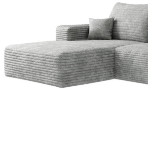 HomeRoots 135" Gray Corduroy Modular Sofa Set with Ottoman & Toss Pillows - Stylish Comfort for Any Space! 712947