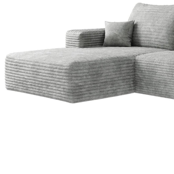 HomeRoots 135" Gray Corduroy Modular Sofa Set with Ottoman & Toss Pillows - Stylish Comfort for Any Space! 712947