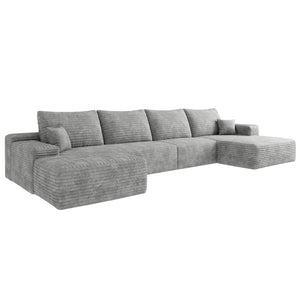 HomeRoots 135" Camel Corduroy Modular Sofa Set with Ottoman & Pillows - Cozy, Versatile Comfort for Your Home 712948