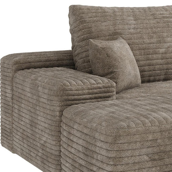 HomeRoots 135" Camel Corduroy Modular Sofa Set with Ottoman & Toss Pillows - Cozy, Stylish Comfort for Your Space 712949