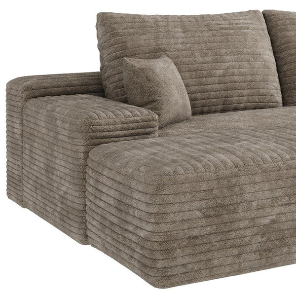 HomeRoots 135" Camel Corduroy Modular Sofa Set with Ottoman & Toss Pillows - Cozy, Stylish Comfort for Your Space 712949