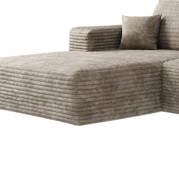 HomeRoots 135" Green Corduroy Modular Sofa Set with Ottoman & Pillows – Customizable Comfort for Any Space 712950