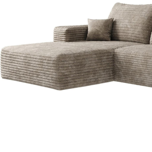 HomeRoots 135" Green Corduroy Modular Sofa Set with Ottoman & Pillows – Customizable Comfort for Any Space 712950