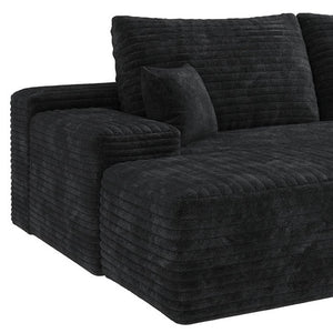 HomeRoots 107" Gray Corduroy Modular Sofa with Ottoman & Plush Pillows - Stylish, Versatile Comfort for Any Space 712954
