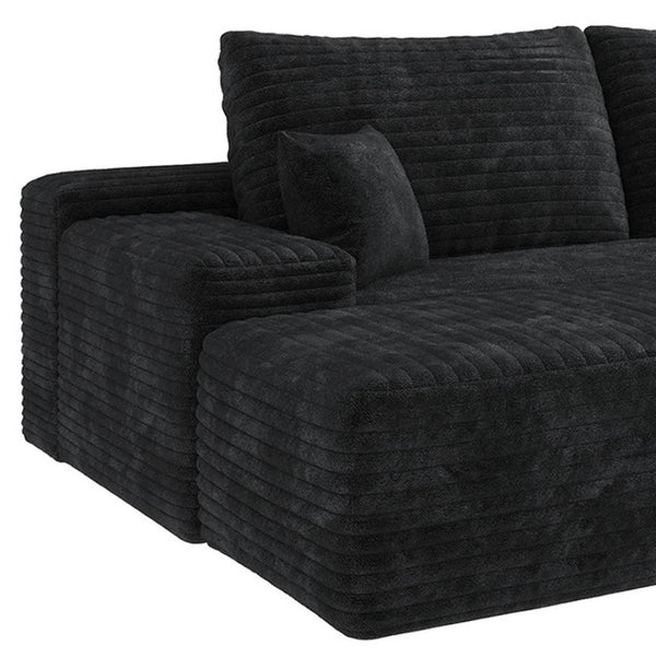HomeRoots 107" Gray Corduroy Modular Sofa with Ottoman & Plush Pillows - Stylish, Versatile Comfort for Any Space 712954