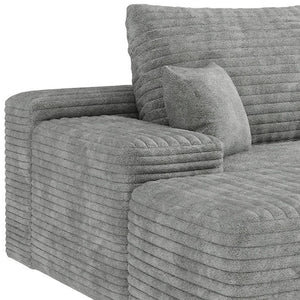 HomeRoots 107" Gray Corduroy Modular Sofa Set with Ottoman & Pillows - Luxurious Comfort & Versatile Design! 712955