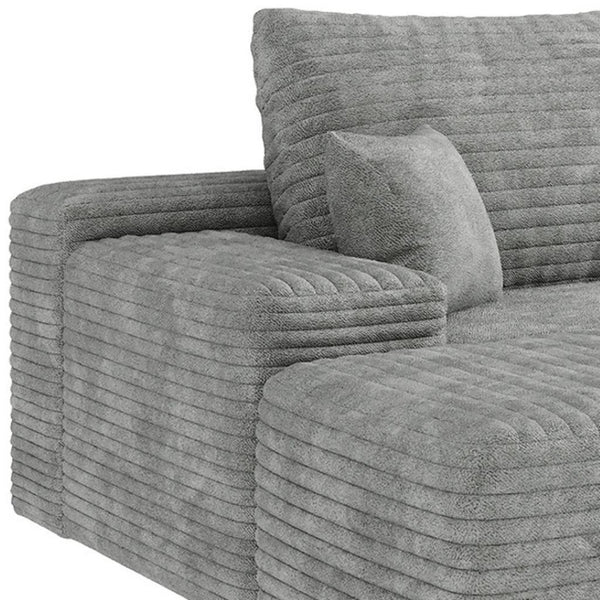 HomeRoots 107" Gray Corduroy Modular Sofa Set with Ottoman & Pillows - Luxurious Comfort & Versatile Design! 712955