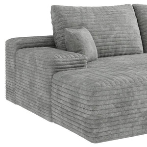 HomeRoots 107" Gray Corduroy Modular Sofa Set with Ottoman & Pillows - Luxurious Comfort & Versatile Design! 712955
