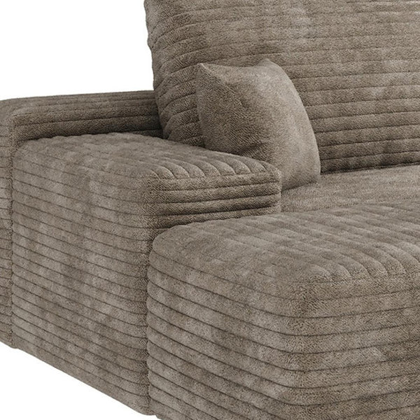 HomeRoots 107" Green Corduroy Modular Sofa with Ottoman & Toss Pillows - Stylish Comfort for Any Space! 712957