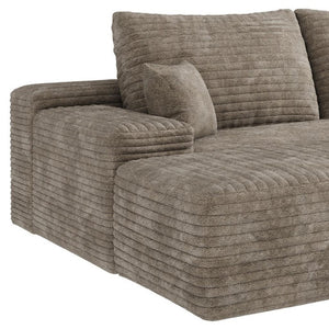 HomeRoots 107" Green Corduroy Modular Sofa with Ottoman & Toss Pillows - Stylish Comfort for Any Space! 712957