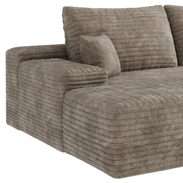 HomeRoots 107" Green Corduroy Modular Sofa with Ottoman & Toss Pillows - Stylish Comfort for Any Space! 712957