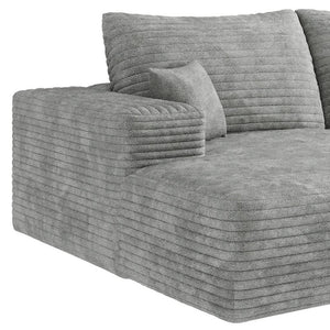 HomeRoots 107" Black Corduroy Modular Sofa with Compression Foam & 5 Toss Pillows for Ultimate Comfort 712960