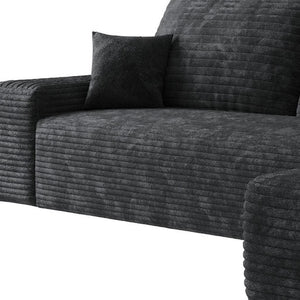 HomeRoots 107" Gray Corduroy Modular Sofa - Plush Compression Foam, 5 Toss Pillows, No Assembly Required! 712961