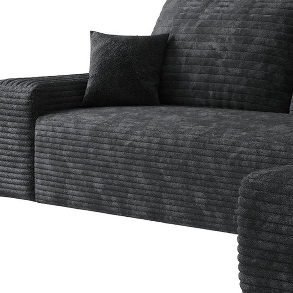 HomeRoots 107" Gray Corduroy Modular Sofa - Plush Compression Foam, 5 Toss Pillows, No Assembly Required! 712961