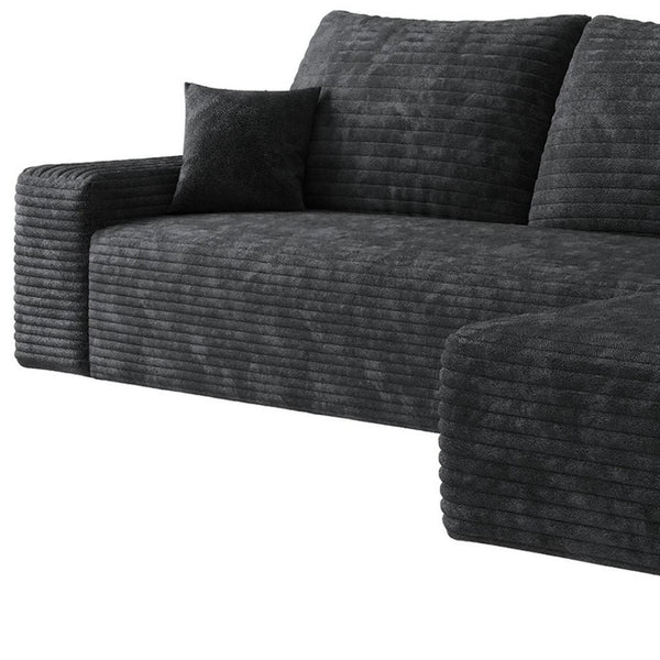 HomeRoots 107" Gray Corduroy Modular Sofa - Plush Compression Foam, 5 Toss Pillows, No Assembly Required! 712961