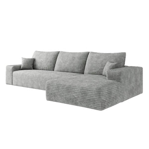 HomeRoots 107" Camel Corduroy Modular Sofa with Toss Pillows – Stylish Comfort and Versatile Design for Any Room 712962
