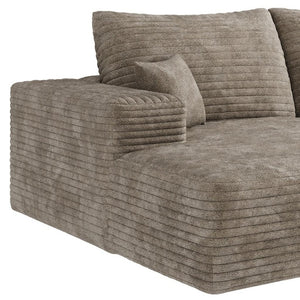 HomeRoots 107" Luxurious Camel Corduroy Modular Sofa with Toss Pillows – Perfect for Stylish Comfort & Flexibility 712963