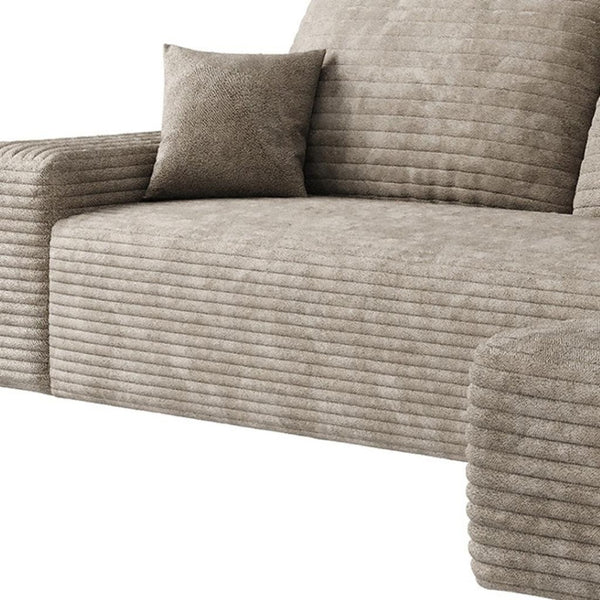 HomeRoots 107" Black Corduroy Modular Sofa with Plush Foam Seats & 5 Toss Pillows for Ultimate Comfort 712964