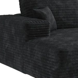 HomeRoots 107" Green Corduroy Modular Sofa - Luxurious Compression Foam, No Assembly, 5 Toss Pillows Included! 712965