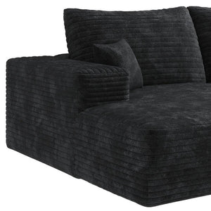 HomeRoots 107" Green Corduroy Modular Sofa - Luxurious Compression Foam, No Assembly, 5 Toss Pillows Included! 712965