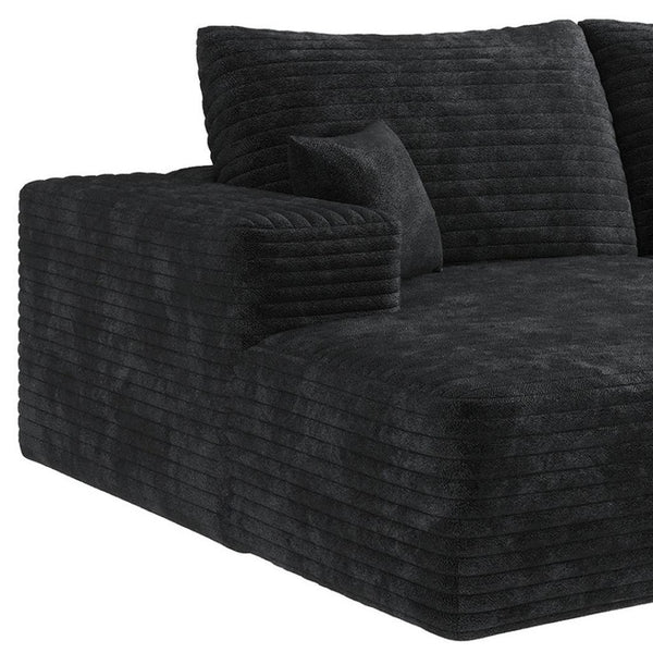 HomeRoots 107" Green Corduroy Modular Sofa - Luxurious Compression Foam, No Assembly, 5 Toss Pillows Included! 712965