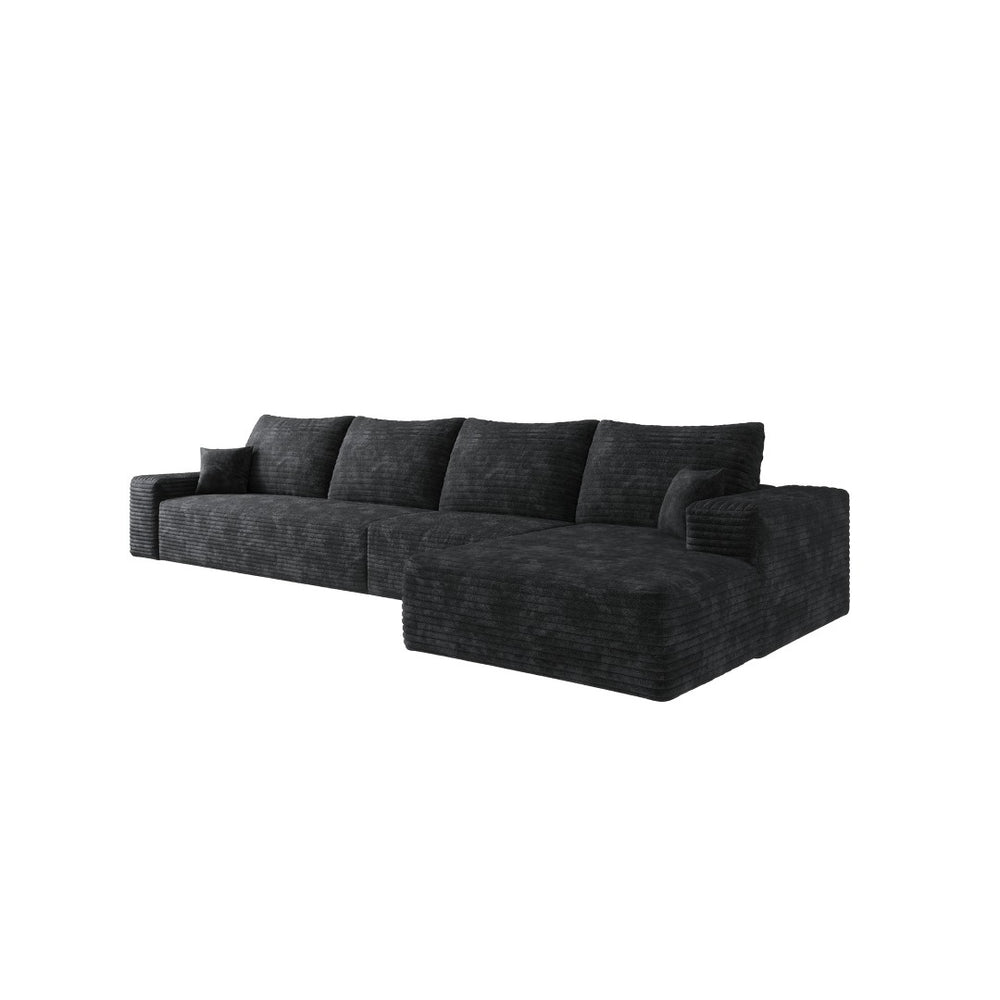 HomeRoots 135" Gray Corduroy Modular Sofa with Plush Foam, Toss Pillows & Flexible Layout for Modern Living 712969
