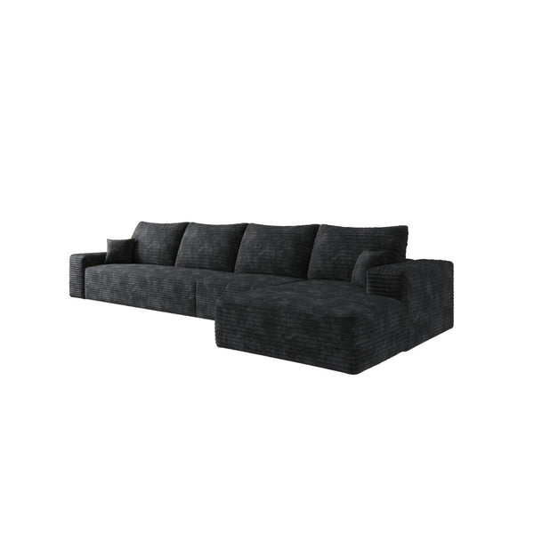 HomeRoots 135" Gray Corduroy Modular Sofa with Plush Foam, Toss Pillows & Flexible Layout for Modern Living 712969