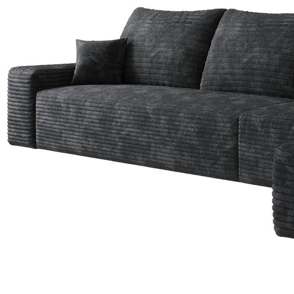 HomeRoots 135" Gray Corduroy Modular Sofa with Plush Foam, Toss Pillows & Flexible Layout for Modern Living 712969