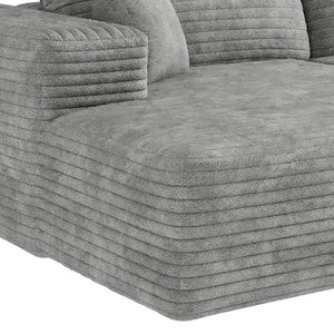 HomeRoots 135" Gray Corduroy Modular Sofa - Stylish Comfort with Toss Pillows for Versatile Living Spaces 712970
