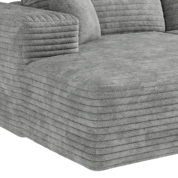 HomeRoots 135" Gray Corduroy Modular Sofa - Stylish Comfort with Toss Pillows for Versatile Living Spaces 712970
