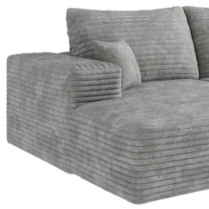 HomeRoots 135" Gray Corduroy Modular Sofa - Stylish Comfort with Toss Pillows for Versatile Living Spaces 712970