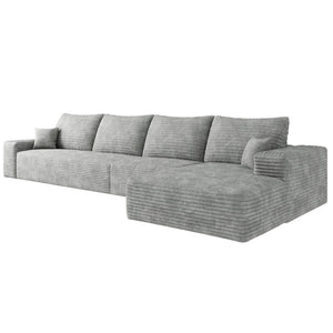 HomeRoots 135" Camel Corduroy Modular Sofa - Luxurious Compression Foam Comfort with 6 Toss Pillows Included! 712971