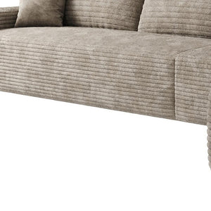 HomeRoots 135" Green Corduroy Modular Sofa - Luxurious Pillow-Back Comfort with Toss Pillows for Any Space 712973