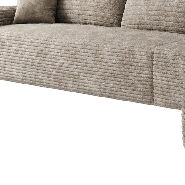HomeRoots 135" Green Corduroy Modular Sofa - Luxurious Pillow-Back Comfort with Toss Pillows for Any Space 712973