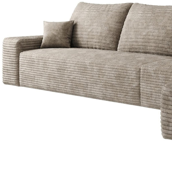 HomeRoots 135" Green Corduroy Modular Sofa - Luxurious Pillow-Back Comfort with Toss Pillows for Any Space 712973