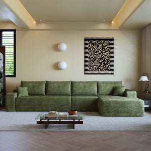 HomeRoots 140" Black Corduroy Modular Sofa with Toss Pillows - Stylish, Comfortable, and Versatile Seating Solution 712975