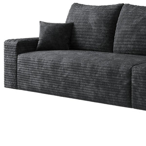 HomeRoots 168" Black Corduroy Modular Sofa - Luxurious Compression Foam with 6 Toss Pillows for Comfort 712976
