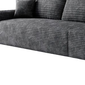HomeRoots 140" Gray Corduroy Modular Sofa - Plush Compression Foam with Toss Pillows for Ultimate Comfort 712977