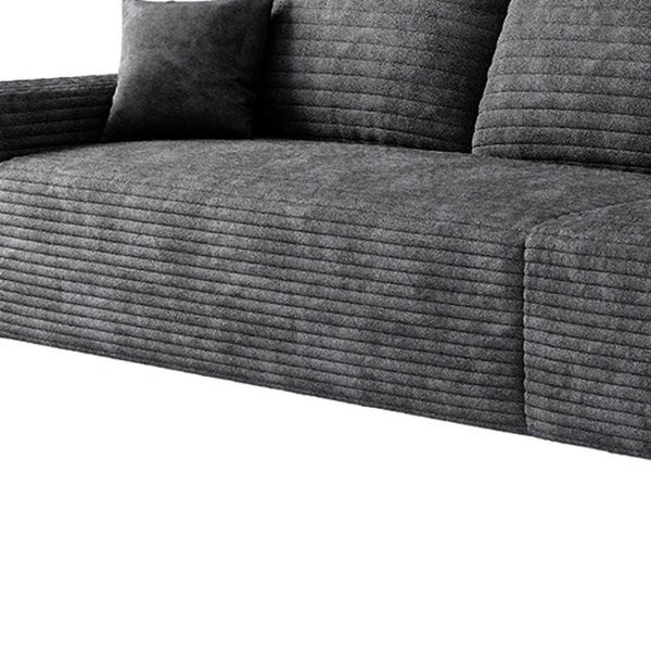 HomeRoots 140" Gray Corduroy Modular Sofa - Plush Compression Foam with Toss Pillows for Ultimate Comfort 712977