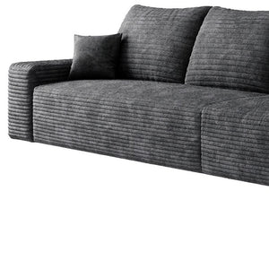 HomeRoots 140" Gray Corduroy Modular Sofa - Plush Compression Foam with Toss Pillows for Ultimate Comfort 712977