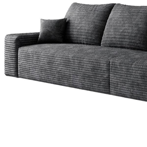 HomeRoots 140" Gray Corduroy Modular Sofa - Plush Compression Foam with Toss Pillows for Ultimate Comfort 712977