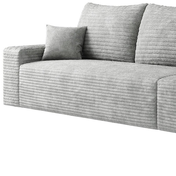 HomeRoots 168" Gray Corduroy Modular Sofa with Compression Foam & 6 Toss Pillows for Ultimate Comfort 712978