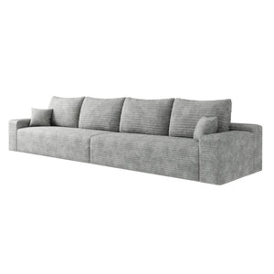 HomeRoots 168" Gray Corduroy Modular Sofa with Compression Foam & 6 Toss Pillows for Ultimate Comfort 712978