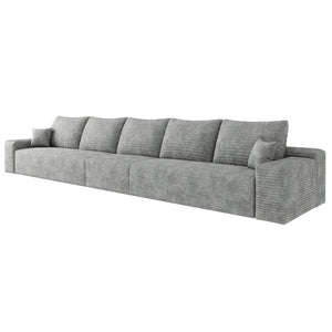 HomeRoots 140" Camel Corduroy Sofa - Modular Design, Plush Compression Foam, and 7 Toss Pillows for Comfort 712979
