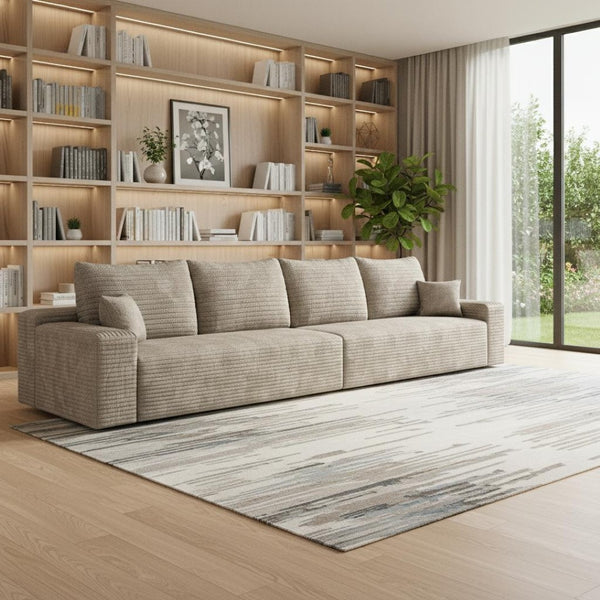 HomeRoots 168" Camel Corduroy Modular Sofa with Toss Pillows – Stylish, Versatile Comfort for Your Living Room! 712980