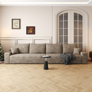 HomeRoots 168" Camel Corduroy Modular Sofa with Toss Pillows – Stylish, Versatile Comfort for Your Living Room! 712980